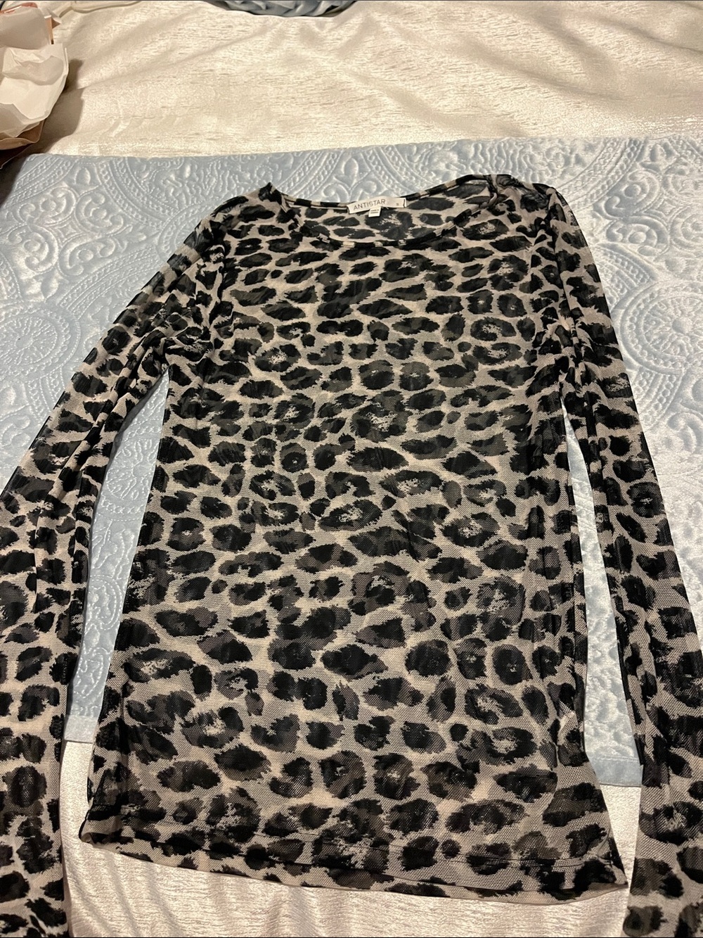Anthropologie Animal-Print Long Sleeve Tee in Black & Gray